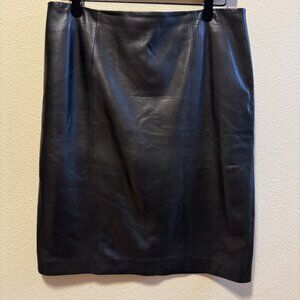Talbots Black Genuine Leather Pencil Skirt | Size 8 | Classic